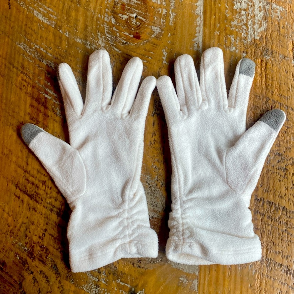 LANDS' END Women's Winter Fleece Gloves Moisture Wicking Fabric EZ Touch Finger
